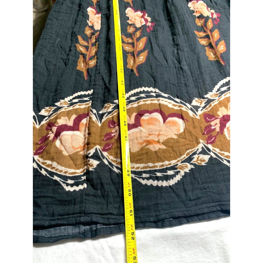 Anthropologie Kallie Flowy Maxi Dress Black Brown Floral Cotton Gauze Size L - Picture 6 of 8